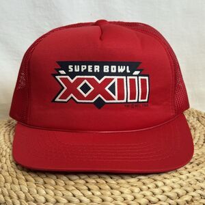 Vintage 80s Super Bowl XXIII Rope Trucker Hat Snapback Mesh Red Vtg 1988 NWOT